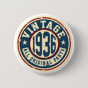 Vintage 1936 All Original Parts 6 Cm Round Badge