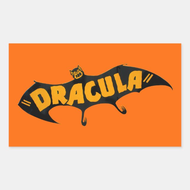 Vintage 1938 Dracula Vampire Bat Rectangular Sticker (Front)