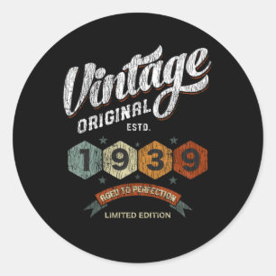 Vintage 1939 Bday Aged To Perfection 82nd Birthday Classic Round Sticker