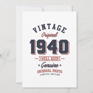 Vintage 1940 Born in 1940 Retro Birthday Gift Thank You Card