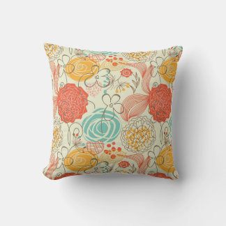  Vintage 1940 floral pattern Throw Pillow