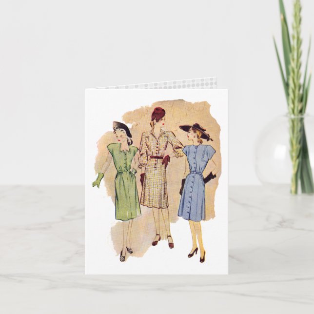 Vintage 1940s Fashion Card (Front)