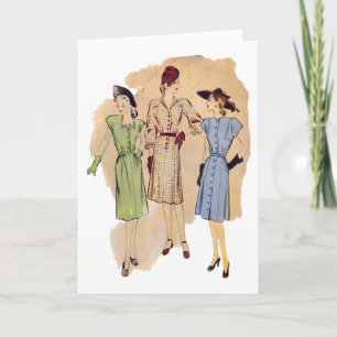 Vintage 1940s Fashion Card