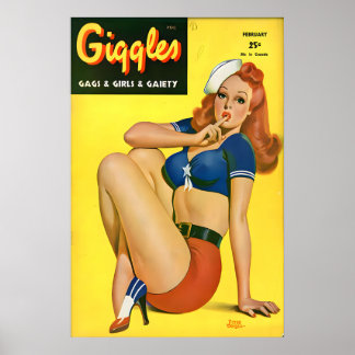 Vintage 1940s Pin Up Girl Poster & Canvas Giggles