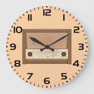 Vintage 1940s Retro Wood Radio Large Clock