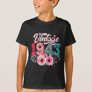 Vintage 1943 80th Birthday Made In 1943 Floral 80 T-Shirt