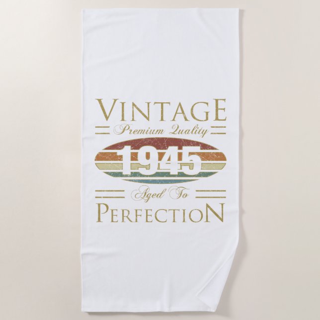 Vintage 1945 80th Birthday Beach Towel (Front)