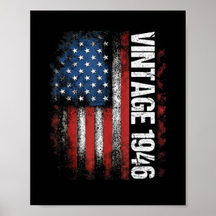 Vintage 1946 80th Birthday Gifts 80 Years Old Amer Poster