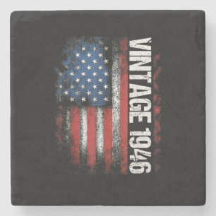 Vintage 1946 80th Birthday Gifts 80 Years Old Amer Stone Coaster