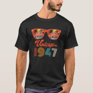 Vintage 1947 Retro Sunglasses Palm Tree Beach Bir T-Shirt