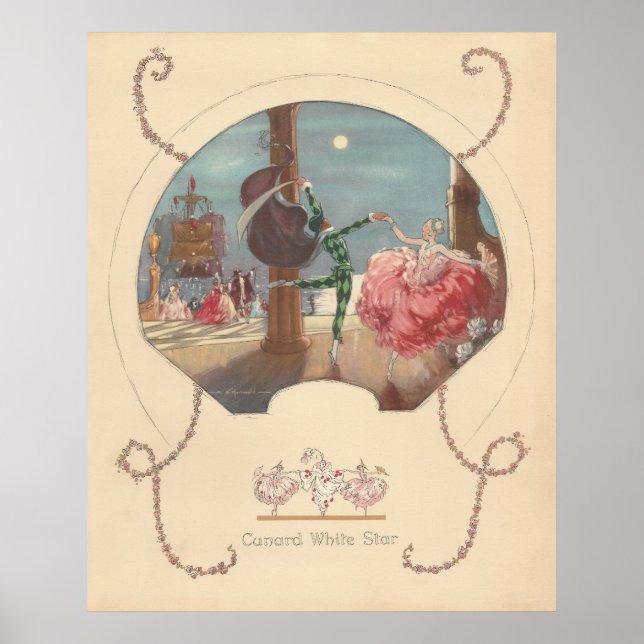 vintage 1947 White Star Cunard Menu Poster (Front)