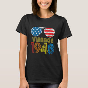 Vintage 1948  74 Years 74th Us American Flag Birth T-Shirt