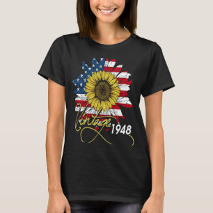 Vintage 1948 Sunflower 4th July Independence Day P T-Shirt