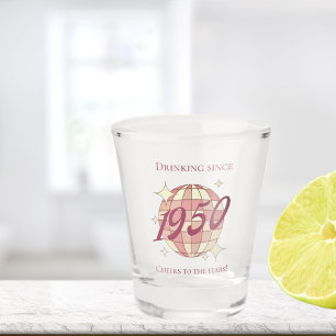 Vintage 1950 75th birthday party gift drinks shot glass