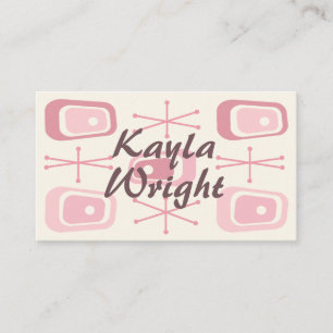 Vintage 1950s Atomic Age Vanilla Pink Business Card