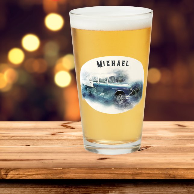 Vintage 1950s Chevy Car Personalised Beer Glass (Creator Uploaded)