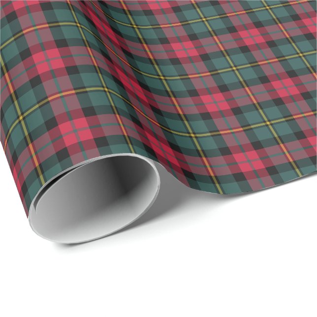 Vintage 1950s Christmas Plaid Pattern Wrapping Paper (Roll Corner)
