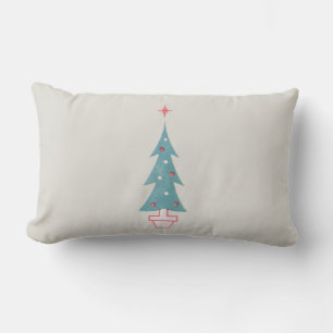 Vintage 1950s Christmas Tree Art Lumbar Cushion