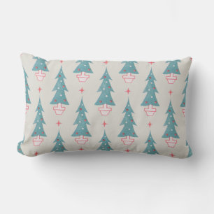 Vintage 1950s Christmas Tree Art Lumbar Cushion