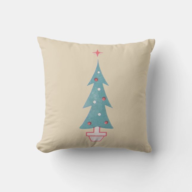 Vintage 1950s Christmas Tree Farm Cushion (Front)