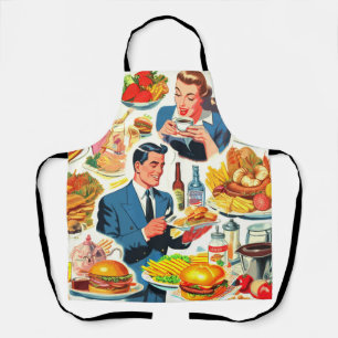 Vintage 1950s Food Comics Illustration Apron