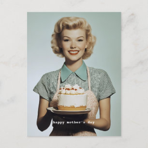 Vintage 1950s Housewife Baking Postcard