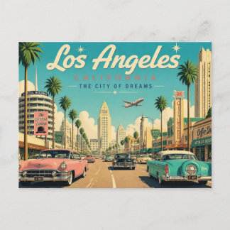 Vintage 1950s Los Angeles Retro Travel Postcard