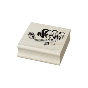 Vintage 1950s Man with Christmas Presents Rubber S Stamp