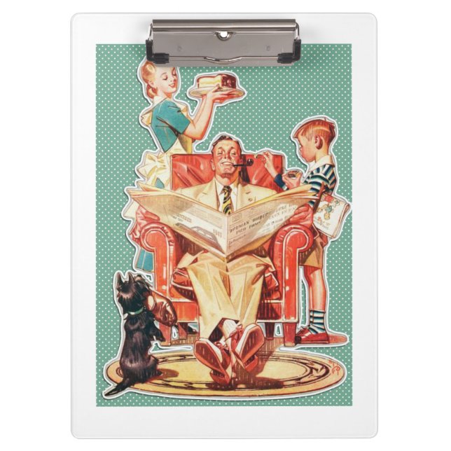 Vintage 1950's nuclear family 50's retro housewife clipboard (Front)