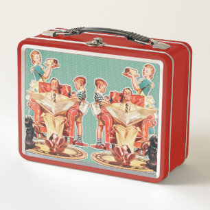 Vintage 1950's nuclear family 50's retro housewife metal lunch box