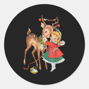 Vintage 1950s Old Fashioned Family Christmas Retro Classic Round Sticker