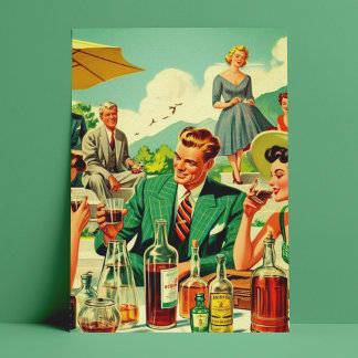 Vintage 1950s People Illusration Postcard
