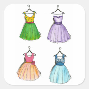 Vintage 1950s Prom Dress Retro Dresses Fashionista Square Sticker