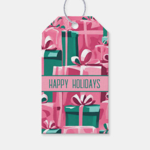Vintage 1950s Retro Christmas Gifts Pink & Green Gift Tags