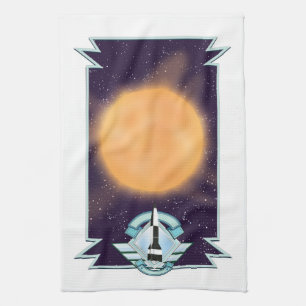 Vintage 1950s style Sci-fi logo Tea Towel