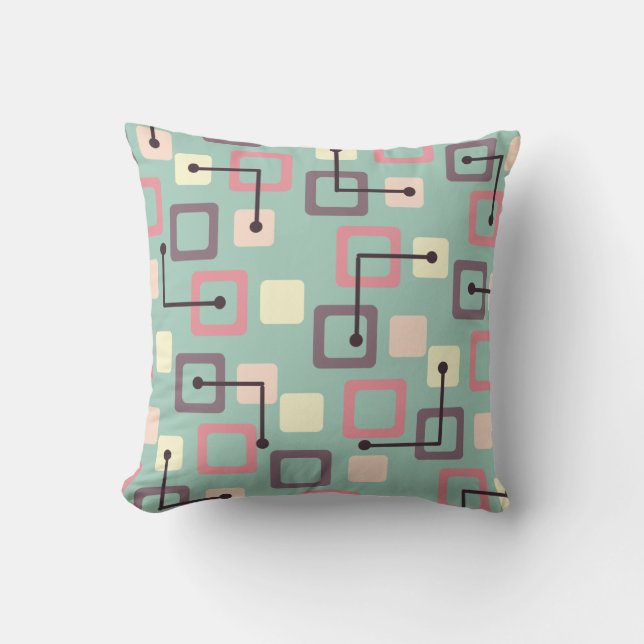 Vintage 1950s Tiles & Squares (Spring) Cushion (Front)