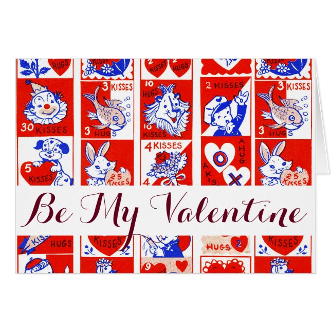 Vintage 1950s Valentine Stamp Pattern Retro Kitsch (Front Horizontal)