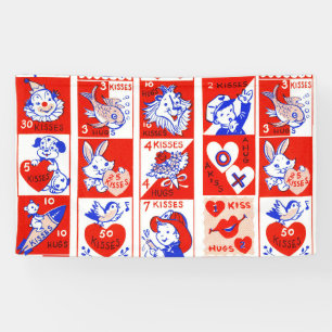 Vintage 1950s Valentine Stamp Pattern Retro Kitsch Banner