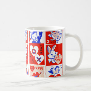 Vintage 1950s Valentine Stamp Pattern Retro Kitsch Coffee Mug