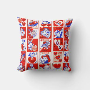 Vintage 1950s Valentine Stamp Pattern Retro Kitsch Cushion