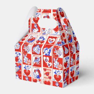 Vintage 1950s Valentine Stamp Pattern Retro Kitsch Favour Box