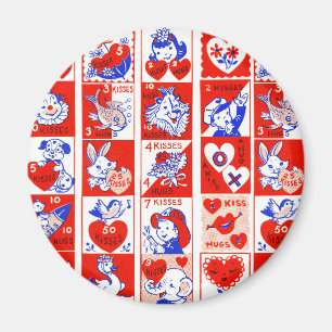 Vintage 1950s Valentine Stamp Pattern Retro Kitsch Magnet