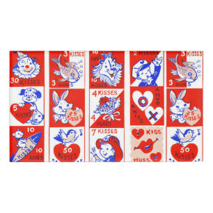 Vintage 1950s Valentine Stamp Pattern Retro Kitsch Name Tag