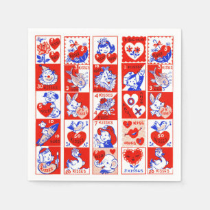 Vintage 1950s Valentine Stamp Pattern Retro Kitsch Napkin