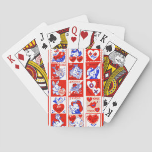 Vintage 1950s Valentine Stamp Pattern Retro Kitsch Playing Cards