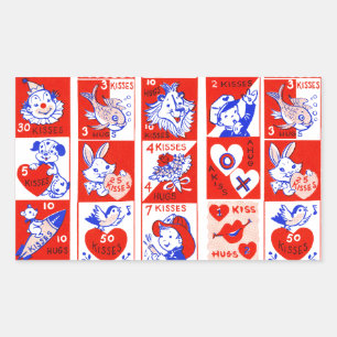 Vintage 1950s Valentine Stamp Pattern Retro Kitsch Rectangular Sticker