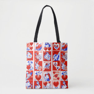 Vintage 1950s Valentine Stamp Pattern Retro Kitsch Tote Bag
