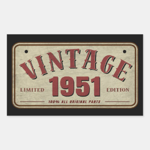 Vintage 1951 Limited Edition All Original Parts Rectangular Sticker