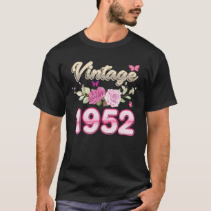 Vintage 1952 Flower Rose 70 Years Old 70Th Birthda T-Shirt