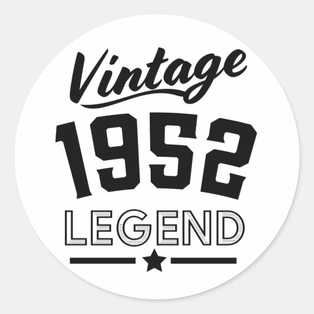 Vintage 1952 legend classic round sticker (Front)